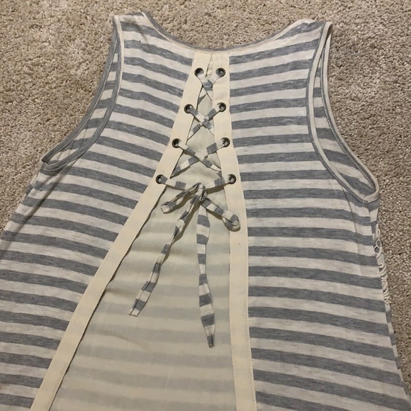 Cream and Gray Striped Maurice’s Tank Top - Picture 3 of 5